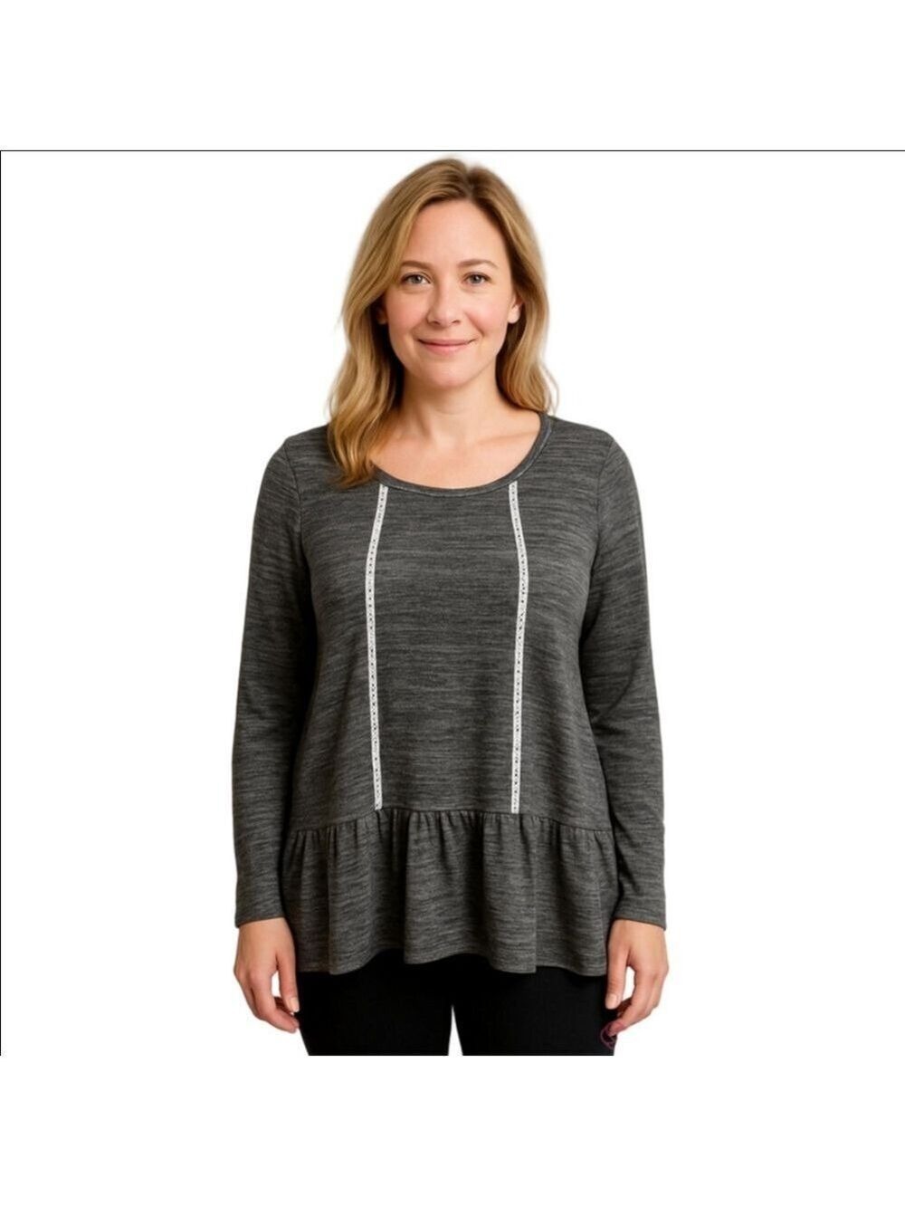 Easel Gray Black Tunic Top Women Large